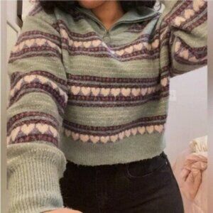 BP Nordstrom Green and Purple Patterned Sweater